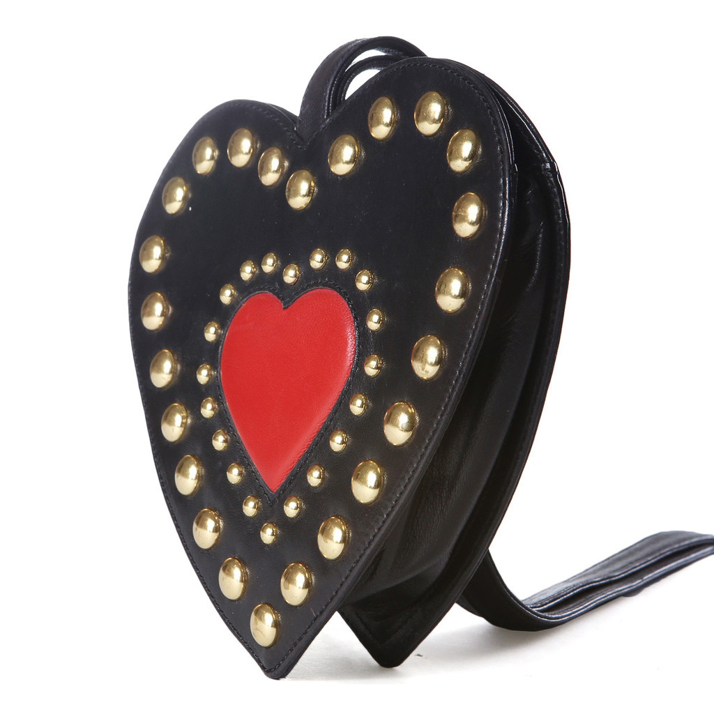STUDDED LEATHER HEART BAG